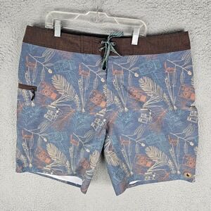 Hippy Tree Swim Board Shorts‎ Mens 38 Multi Patterned Eco 4-Way Photography